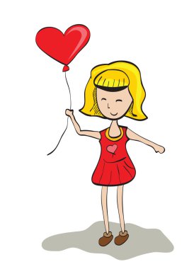 Kalp şekli balon tutan kız