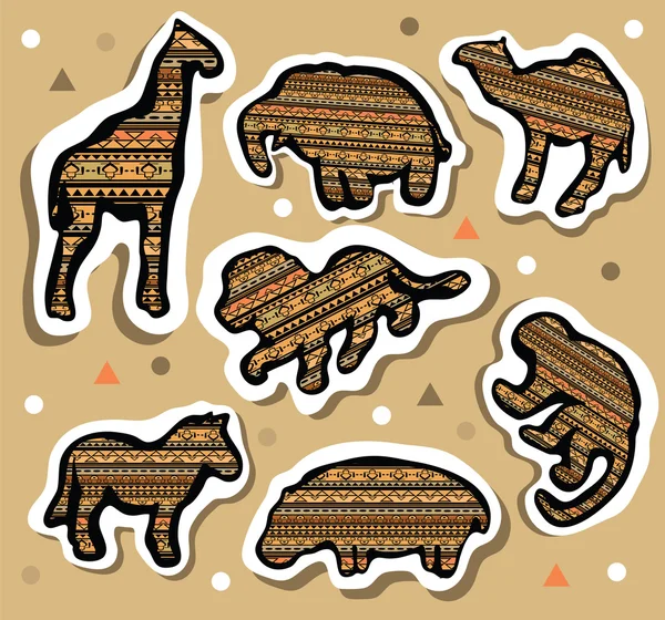 African animals stickers — Stock Vector