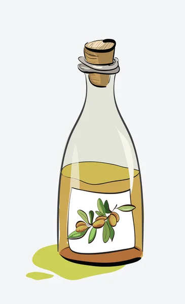Olivový olej láhev skica — Stockový vektor