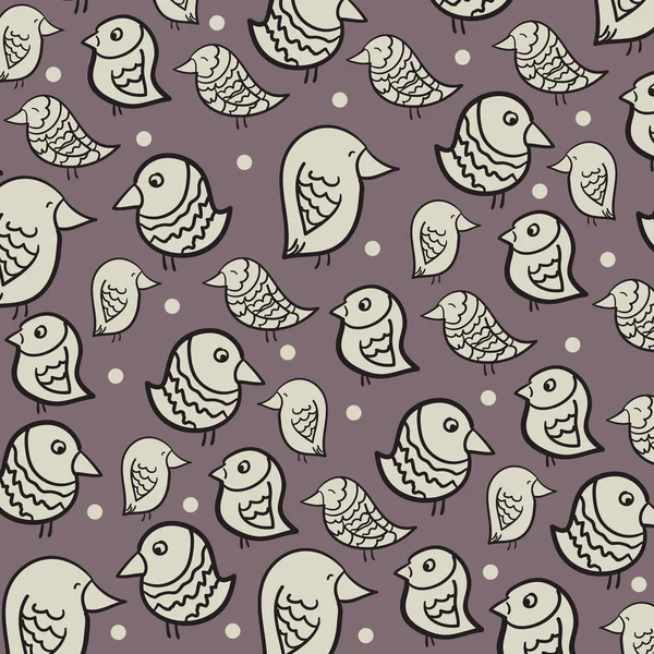 Illustration de motif sans couture avec des oiseaux drôles — Image vectorielle