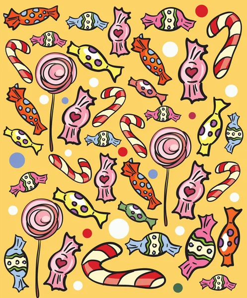 お菓子手描きの背景 — ストックベクタ
