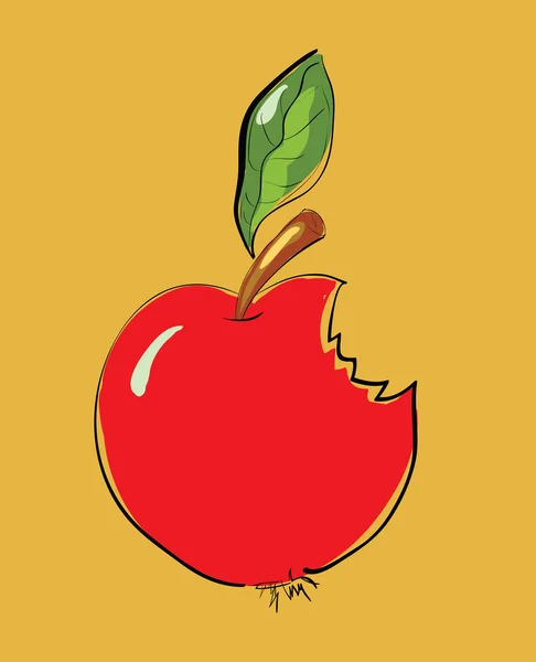 Isırıldı elma kırmızı çizgi film — Stok Vektör