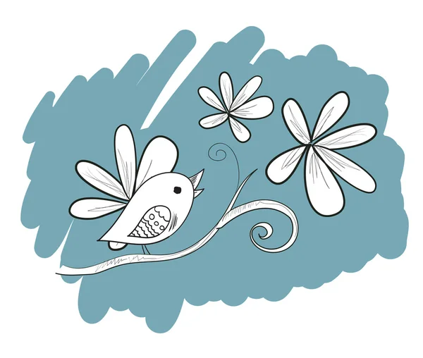 Pájaro con flores — Archivo Imágenes Vectoriales
