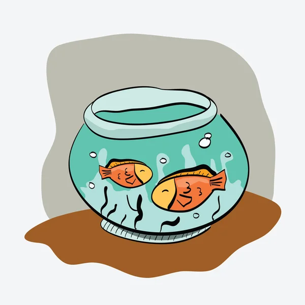 Kom met twee gouden vissen — Stockvector