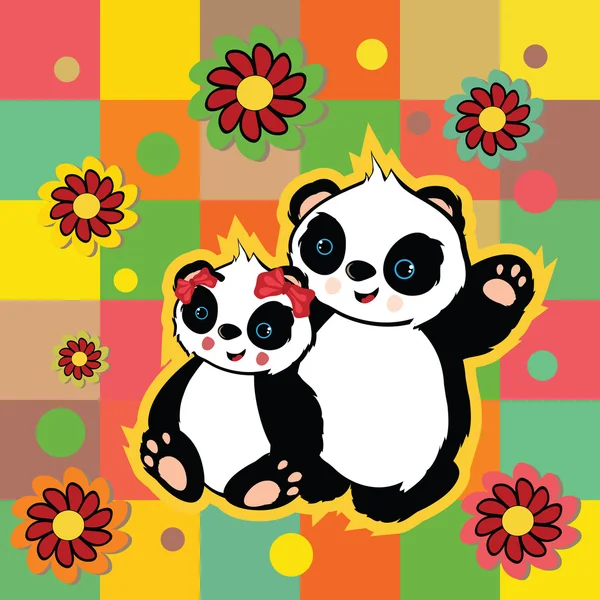 Walentynki misie panda — Wektor stockowy