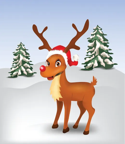 Reindeer in snow — Stock Vector