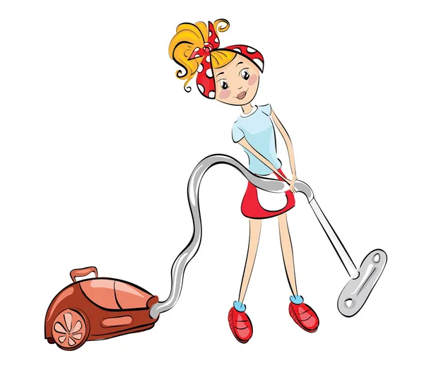 Woman with vacuum cleaner — Stock Vector