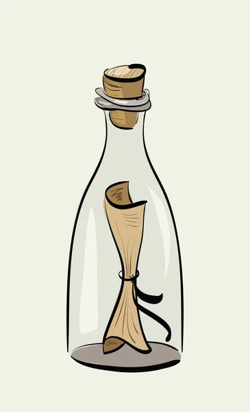 Botella con mensaje — Vector de stock