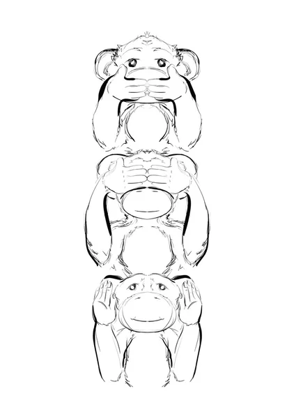 有趣的猴子素描 — 图库矢量图片