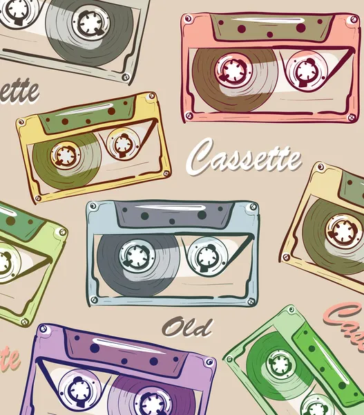 Audio Cassette Retro Background — Stok Vektör