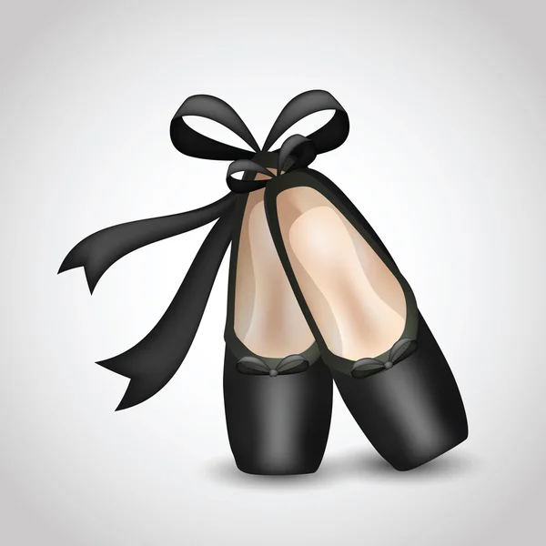 Zapatos de punto de ballet negro — Vector de stock