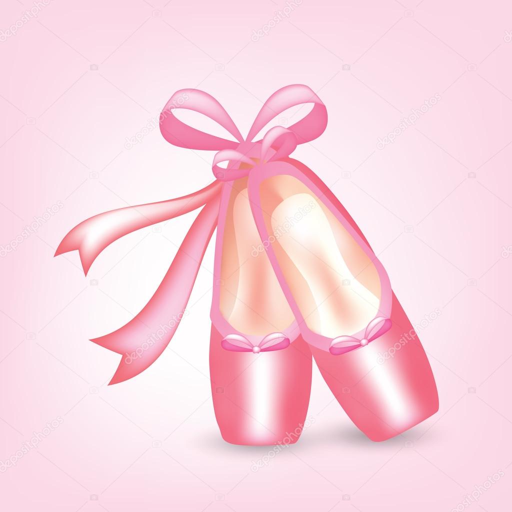Pink pointed shoes with ribbons