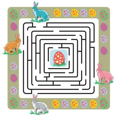 Paskalya yumurtaları ve bunnies birlikte labirent
