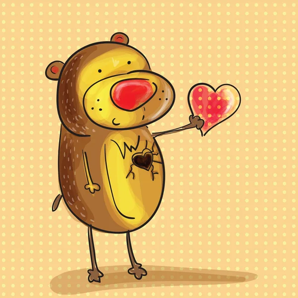 Bear holding his heart — Stock Vector