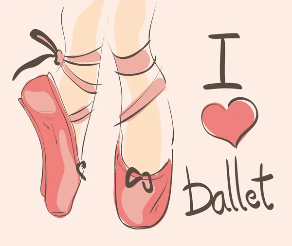 Eu amo ilustração Ballet — Vetor de Stock