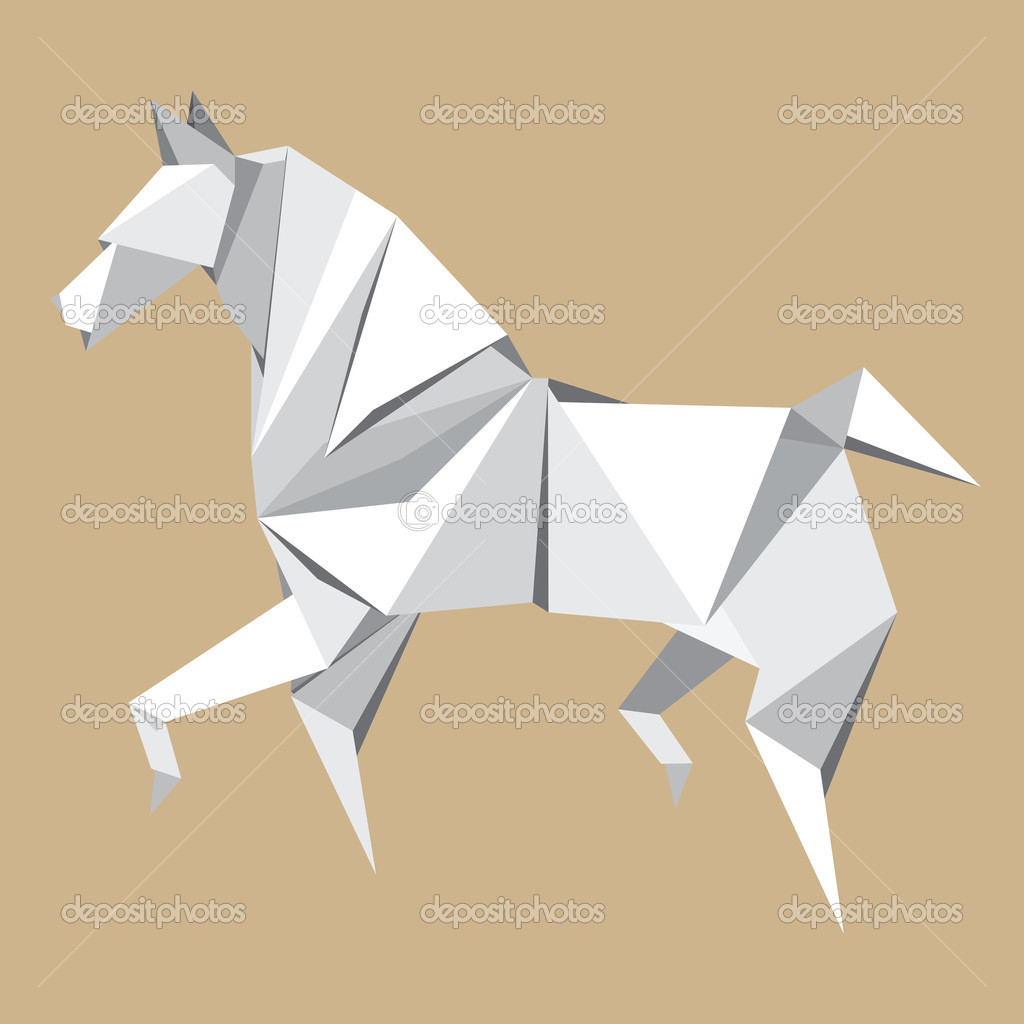 Cabeza De Raton Origami Origami Papel Caballo Vector De