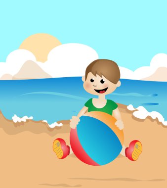 dziecko na plaży gra w piłkę