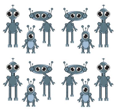 Beyaz arka plan ile robotlar