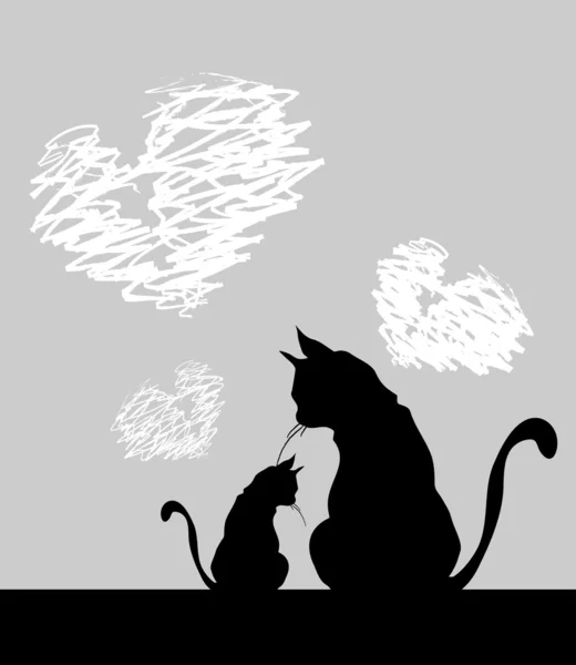 Две романтические черные кошки — стоковый вектор