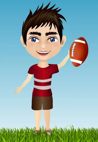 Junge mit American Football Ball — Stockvektor