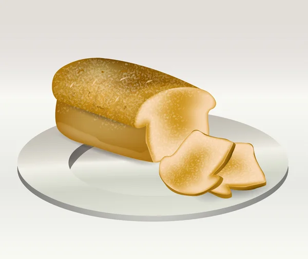 Sneetjes brood op afgeronde plaat — Stockvector