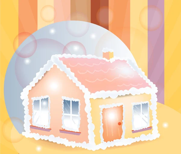 Candy house and bubbles — Stock Vector