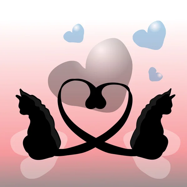 Dos gatos enamorados — Vector de stock