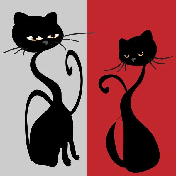 Black cats couple — Stock Vector