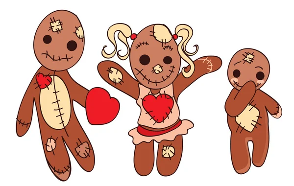 Three funny gingerbread — Stock Vector