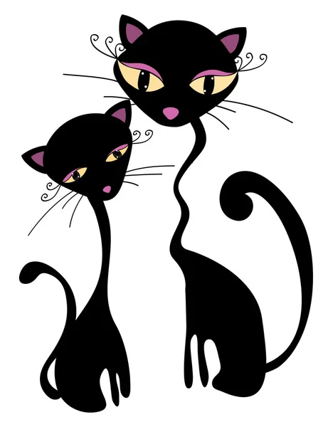Kucing hitam pasangan - Stok Vektor