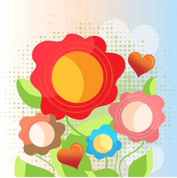 Flowers with heart — Stock Vector
