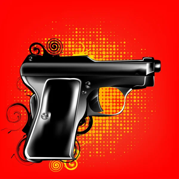 Gun on orange background — Stock Vector