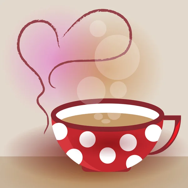 Rote Kaffeetasse mit Herz — Stockvektor