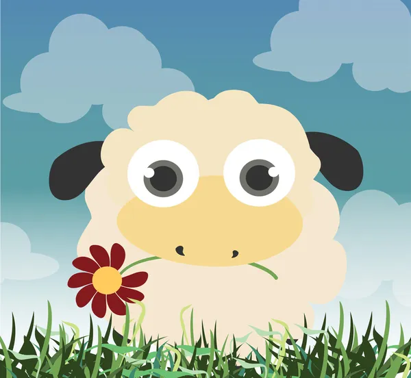 Ovce drží květ — Stockový vektor