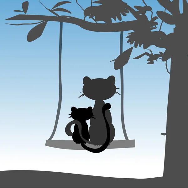 Two cats on swing — Stock Vector