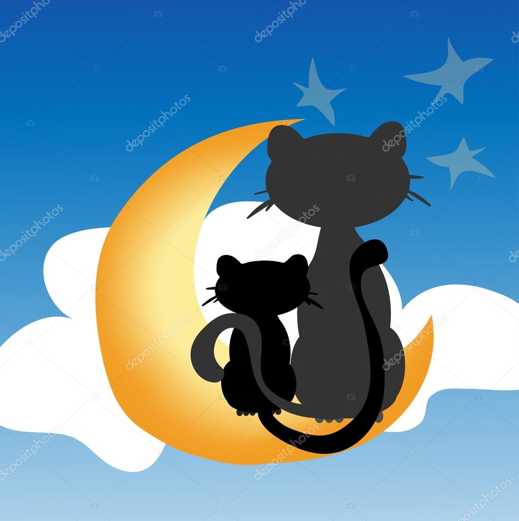 Black cats on moon