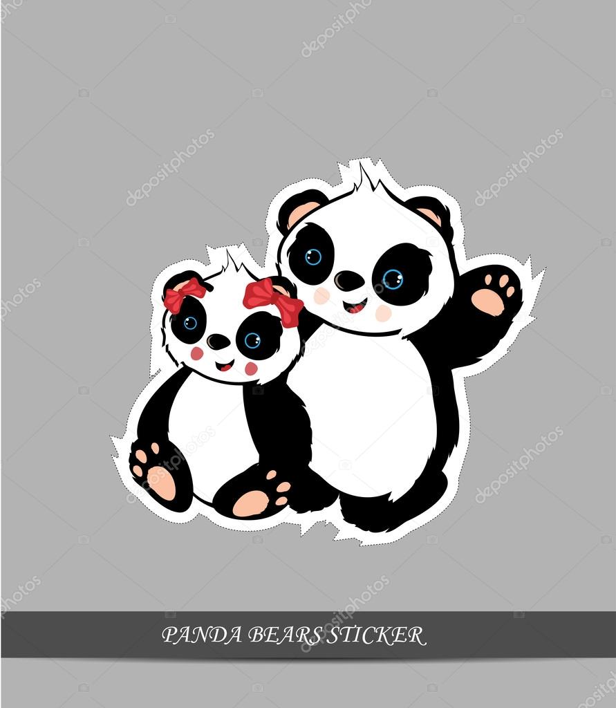 Panda Bears Set Sticker