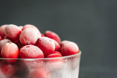 donmuş kırmızı kızılcık arkaplanı yakın plan.