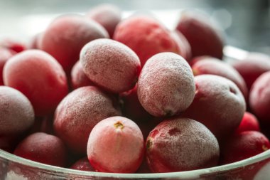 donmuş kırmızı kızılcık arkaplanı yakın plan.