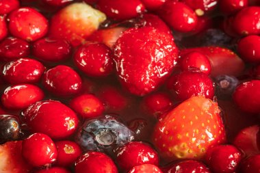 Donmuş çilek, böğürtlen ve kızılcık.