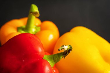 Taze biberler yakın plan renkli desen arka plan