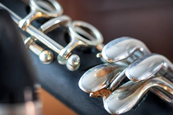 Details of clarinet musical instrument closeup — Stock Photo, Image