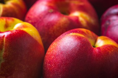 Olgun nektarin meyve arkaplanı yakın plan.