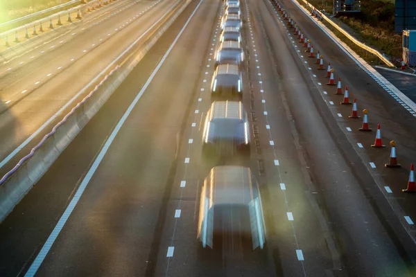 Tung Trafik Suddig Rörelse Brittiska Motorvägen England — Stockfoto