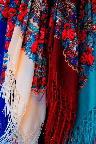 Colorful scarfs for sale — Stock Photo, Image