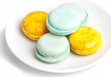 renkli taze makarons pasta plaka