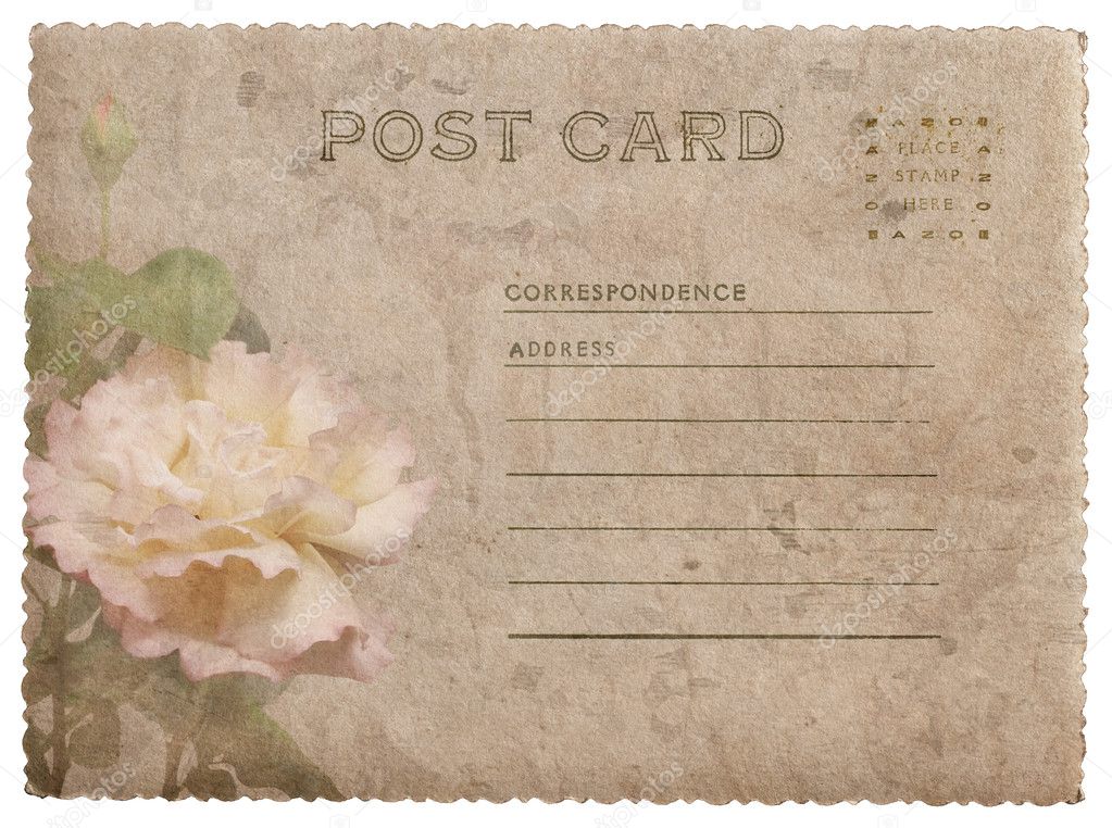Greeting card with rose. English language