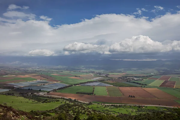 Hula Valley Top View Rainy Weather — Stock Photo, Image
