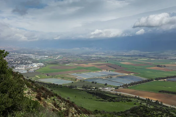 Hula Valley Top View Rainy Weather — Stock Photo, Image