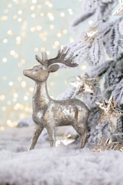 Noel ve yeni yıl rahat dekorasyonu, bokeh arkaplan.